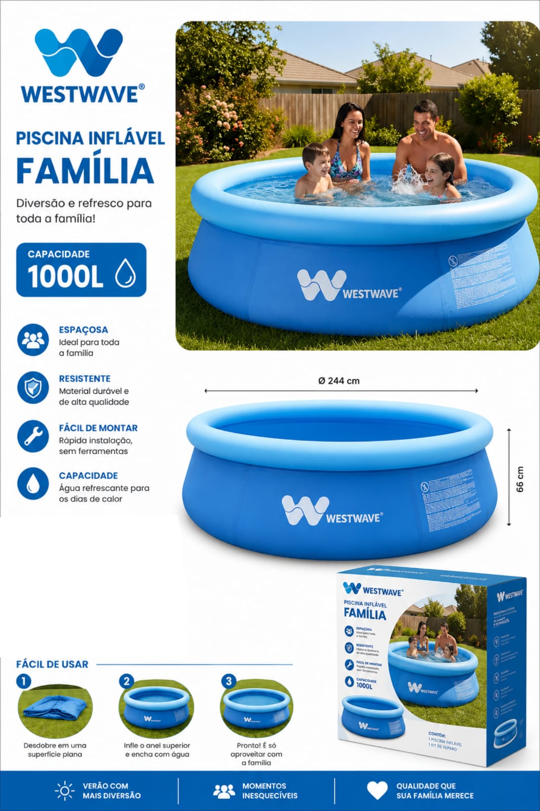 PISCINA INFLAVEL 1.000L - WESTWAVE
