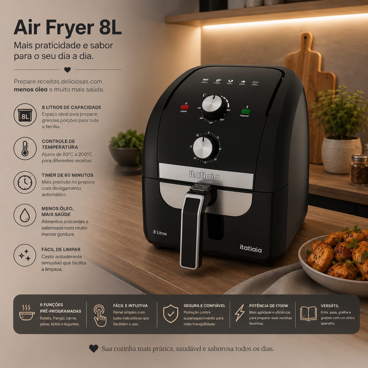 AIR FRYER 8,0 LITROS ITATIAIA - 127V